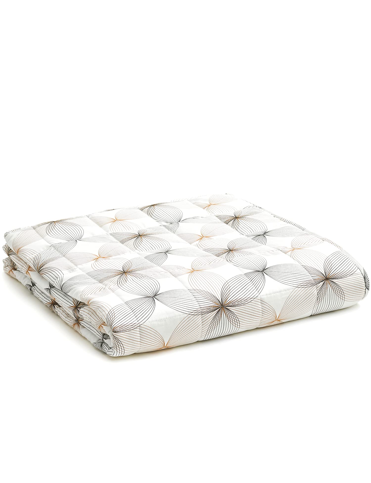 YnM Cooling Weighted Blanket — 100% Cooling Oeko-Tex Certified Material with Premium Glass Beads (Khaki Flower, 48''x72'' 20lbs), Suit for One Person(~190lb) Use on Twin/Full Bed