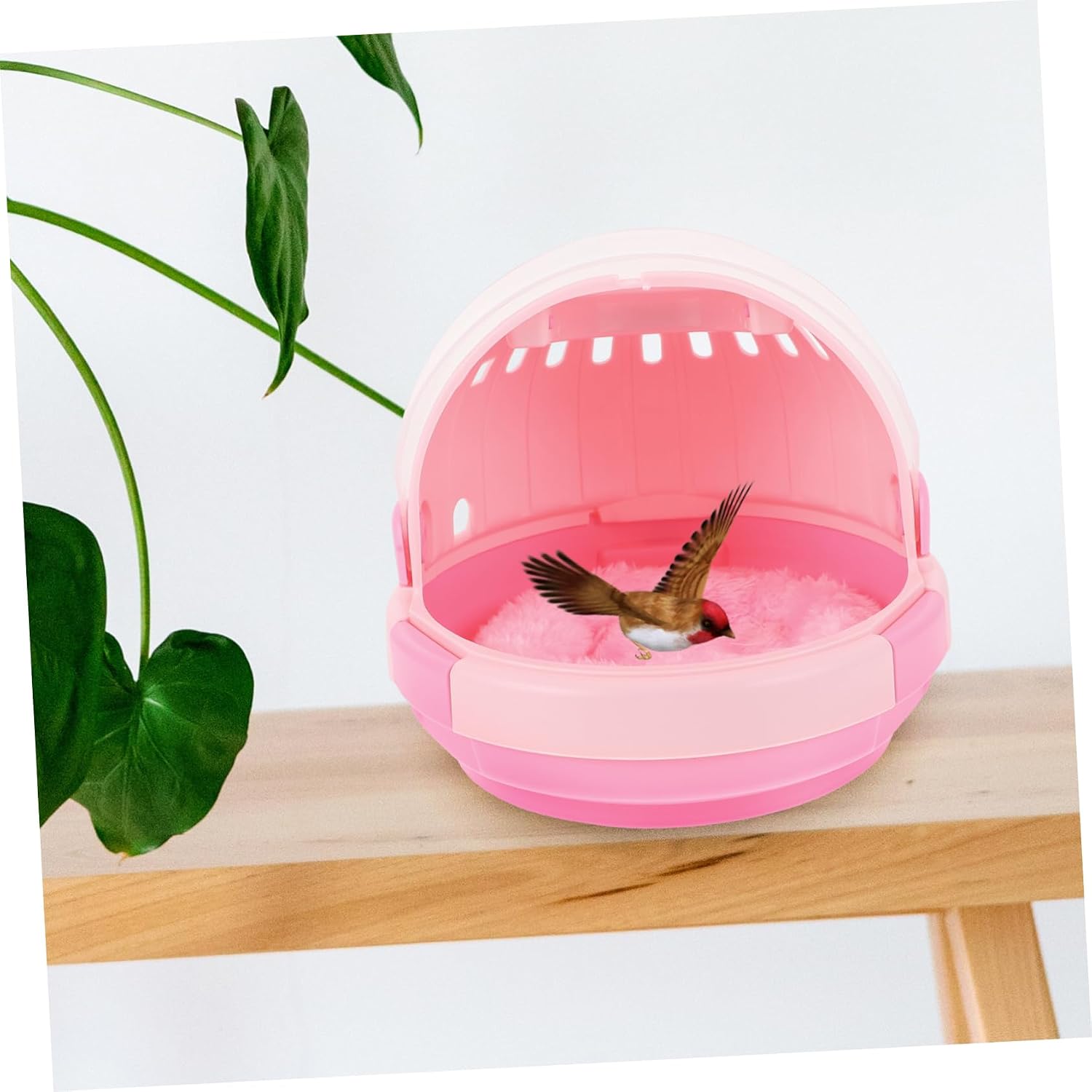 BESPORTBLE 1set Portable Parrot Cage Ventilation Design for Safe Travel Pet Carrier for Birds Hamsters and Animals Lightweight and Breathable Nest Pad Included