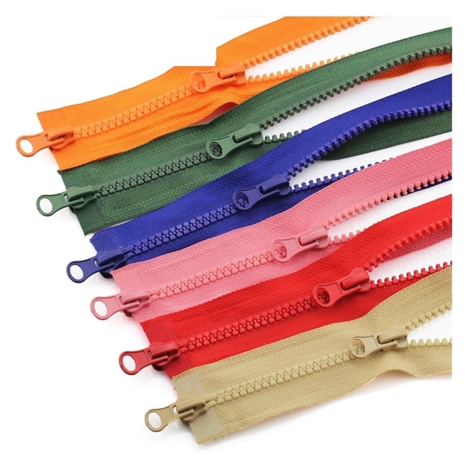 5 piezas 80/90/100/120/150 cm Cremallera doble con extremo abierto(Khaki,150CM5#)