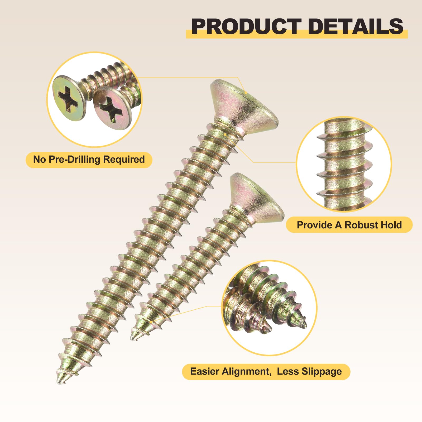 METALLIXITY Countersunk Phillips Wood Screws (#7x3/4") 100Pcs - Image 3