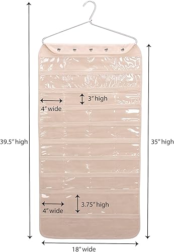 Miniatura 3 de Household Essentials Organizador colgante de 80 bolsillos para joyas y accesorios, lienzo natural, blanco, 5 pulgadas