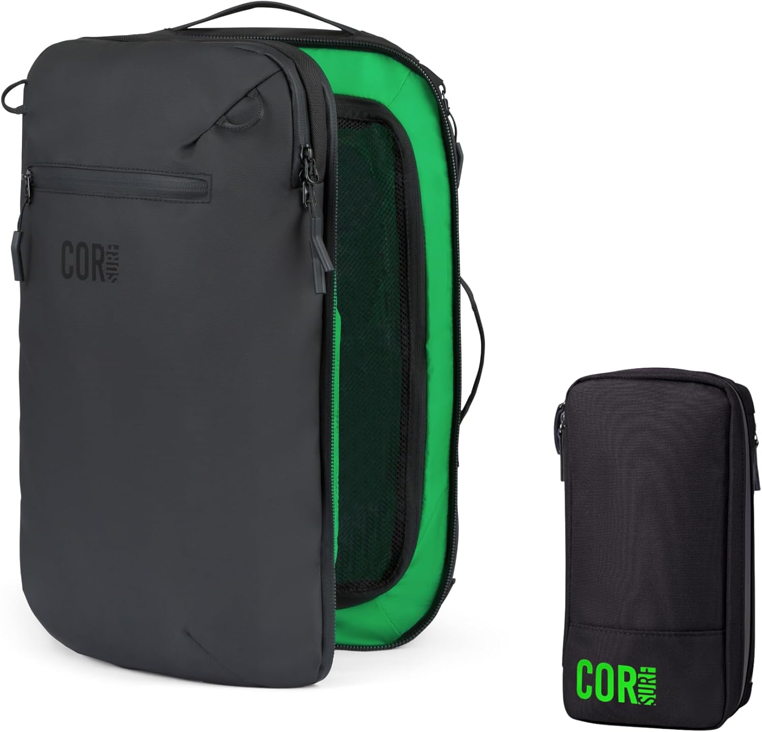 COR Surf Island Hopper Travel Bundle | 40L Carry On Travel Backpack with Water Resistant Compact Toiletry Bag