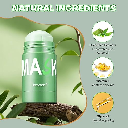 Miniatura 3 de Mascarilla de limpieza profunda de té verde para cara, removedor de puntos negros con extracto de té verde natural, máscara facial de arcilla para