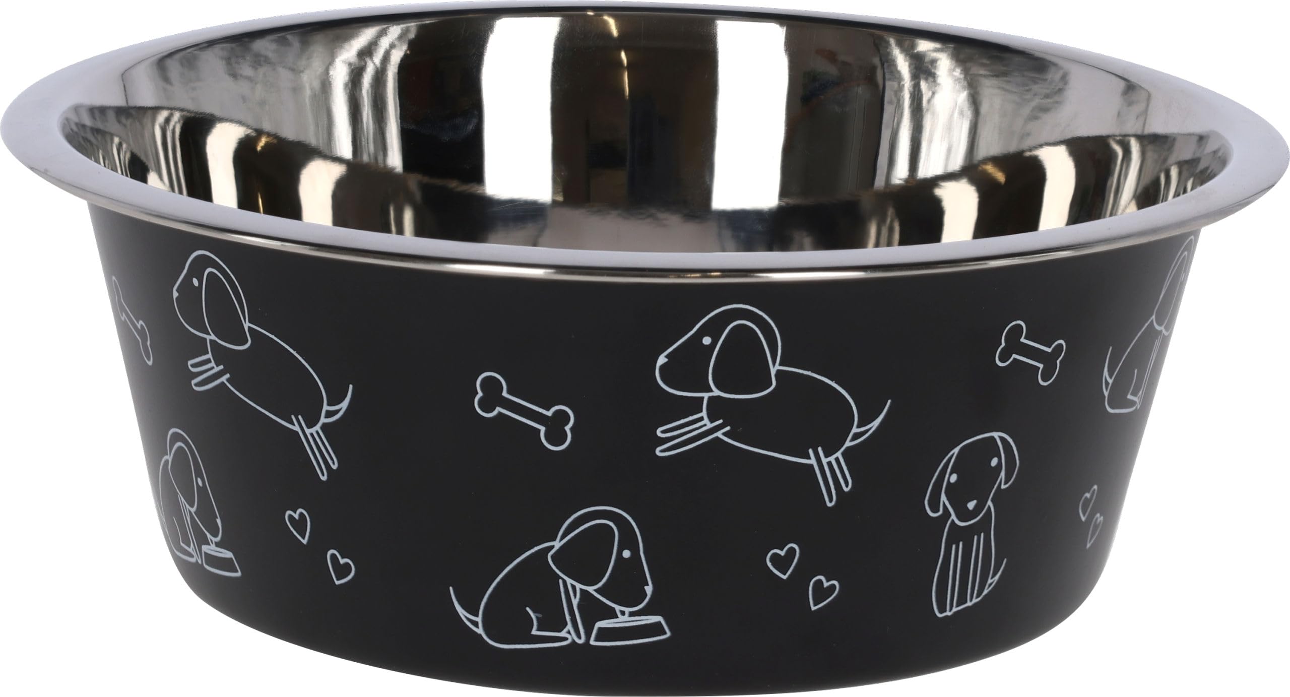 Kerbl Pet Comedero para Perros de Acero Inoxidable Pet, Negro, 1800 ml, Apto para Comida y Agua, Apto para lavavajillas, Robusto, con diseño
