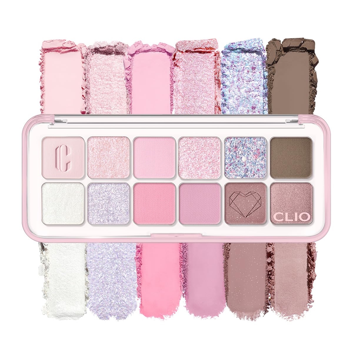 CLIO Pro Eye Palette Air, 12-Color Matte & Shimmer Eye Shadow, Air-Fit Pigmented Buildable Color, Low Fallout, Cool Light Neutral Tone for Daily Makeup, Safe for Sensitive Eyes (12 CRYSTAL PAW) 12 CRYSTAL PAW (New)