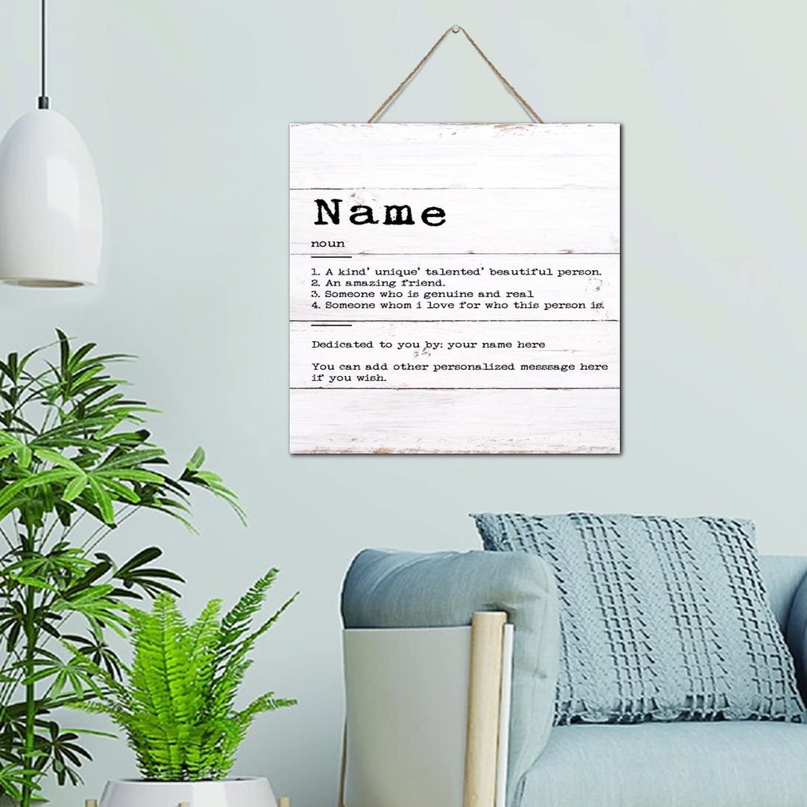 Plaque en bois Name Noun rétro de 30,5 cm avec citation humour pour bureau