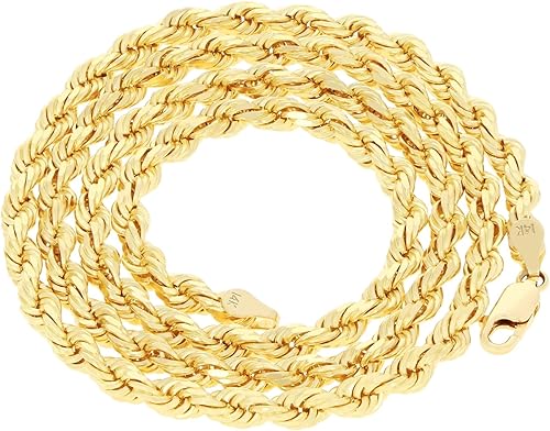Miniatura 8 de Nuragold Collar de cadena de oro amarillo de 14 quilates con corte de diamante, joyería para hombre y mujer de 16, 18, 20, 22, 24, 26, 28, 30