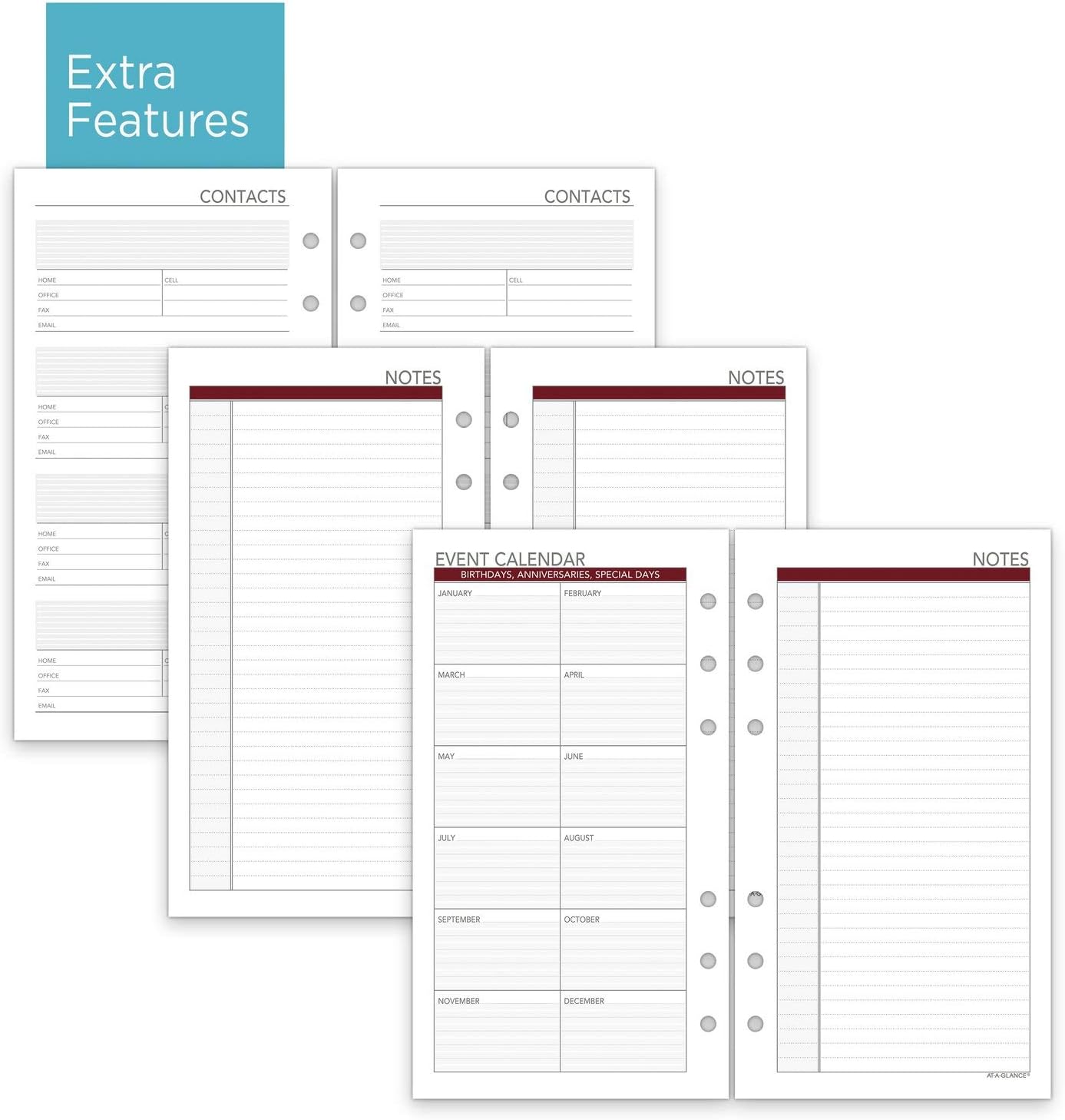 A2021 Weekly Planner Refill by AT-A-GLANCE, 3-3/4" x 6-3/4", Size 3 (063-285Y)