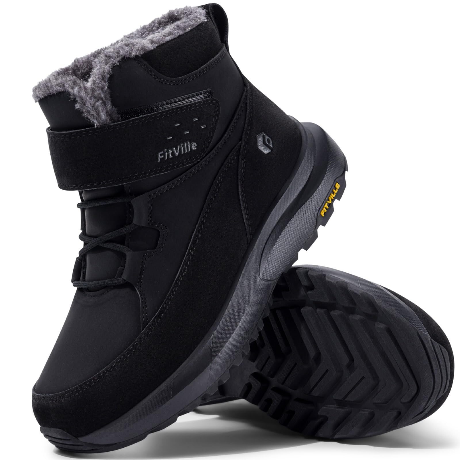 FitVille Botas de Invierno para Mujer Extra Anchas Zapatos de Nieve con Forro cálido Impermeables Botas con caña Corta Antideslizantes para Exteriores