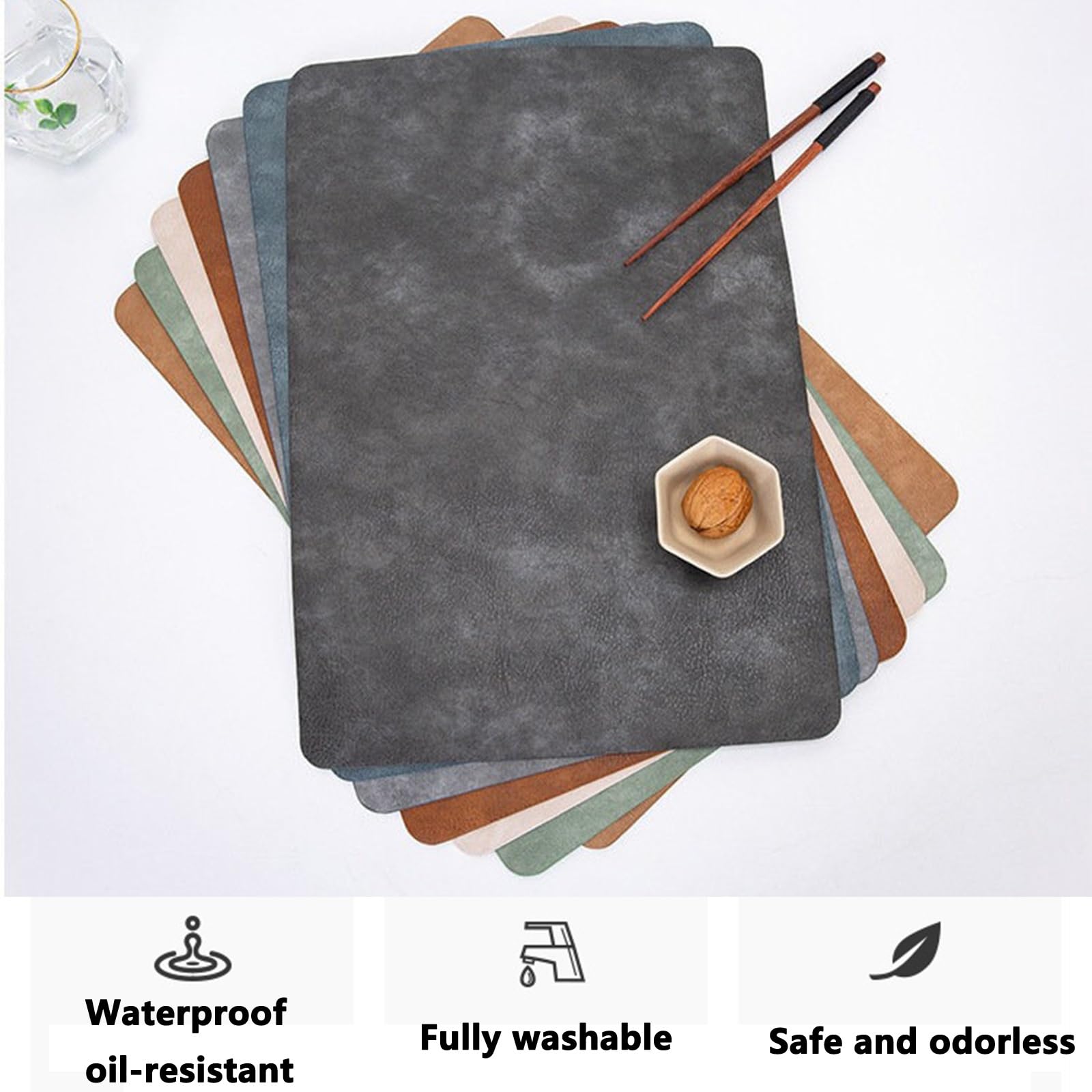 Decorazioni per la tavola, tovagliette, Set di tovagliette da Cucina e da Pranzo - 43x30 cm in Pelle PU, Resistenti al Calore, Lavabili e Impermeabili, Ideali per casa e Ristorante.