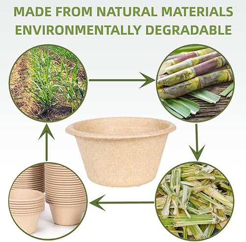 Miniatura 5 de Gere Cuencos desechables de prueba, paquete de 100, 2 onzas, tazas de soufflé de fibra de bagazo biodegradable natural, tazas de condimento, tazas