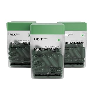 Ace Blend Multivitamin Capsules for Men | Pack of 180 | Methylated Multivitamin with 19 Essential Nutrients | Quatrefolic, MenaQ7 & Vitashine D3 | Supports Energy, Immunity, Focus & Heart Health
