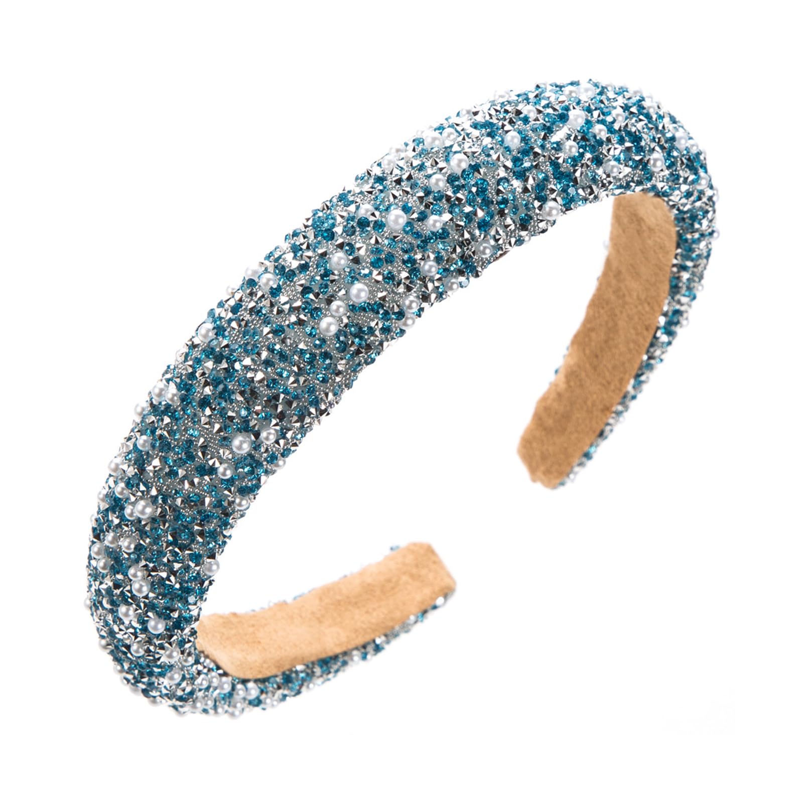Fentency Women Glittering Rhinestones Headband Pearls Studded Hairband for Bridal Wedding and Everyday Use Fashion Accessories