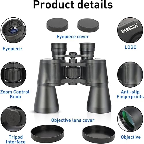 Miniatura 5 de Prismáticos de alta potencia de 10 x 50 para adultos, compactos, HD, profesionales, impermeables, para observación de aves, viajes, caza con correa
