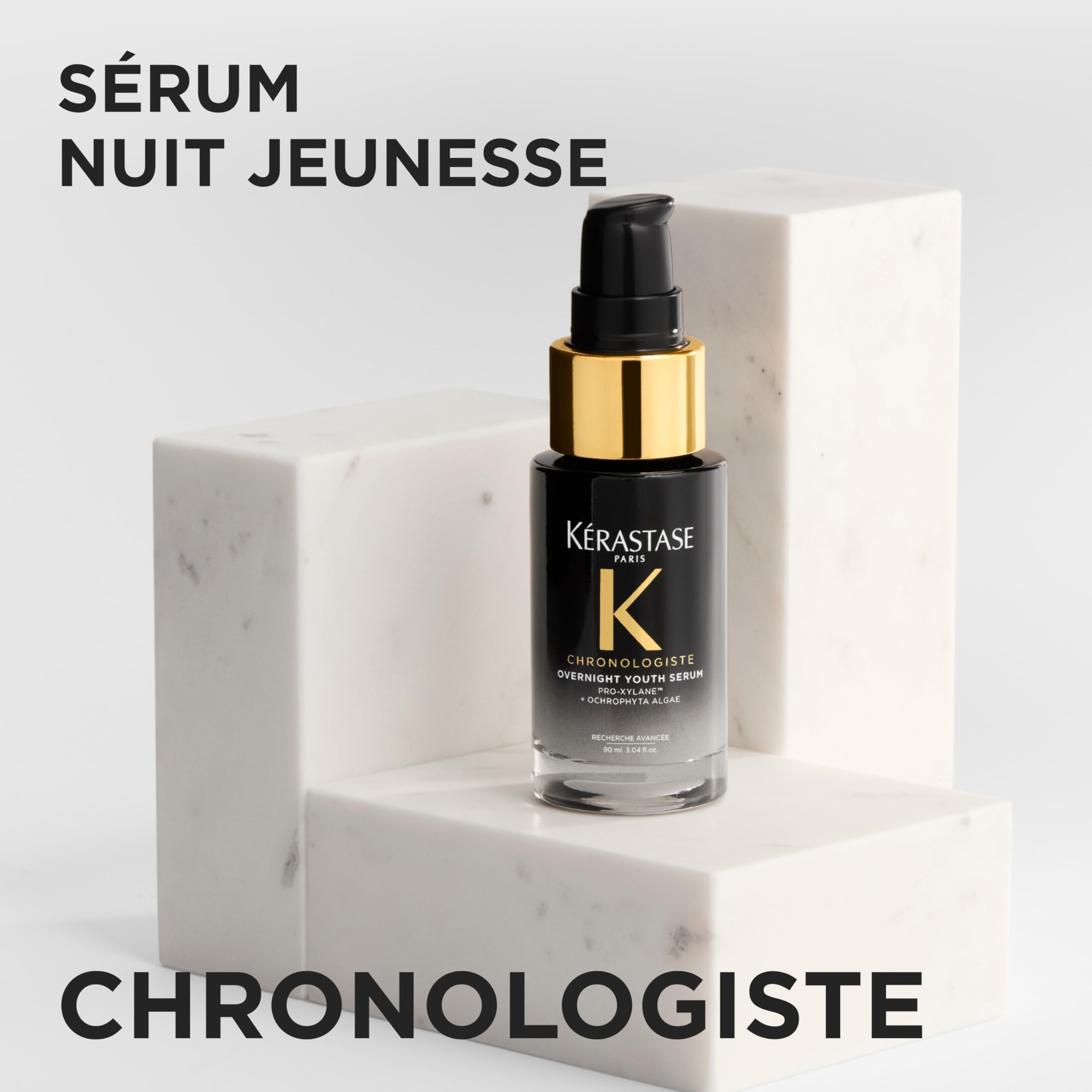 KERASTASE Chronologiste - Serum Cheveux Nuit Jeunesse - Efface 5 Signes de l'Âge en 1 Nuit - +92% de Force - Pro-Xylane & Algue Ochrophyte - Cheveux Affaiblis par les Effets du Temps - 30 ml