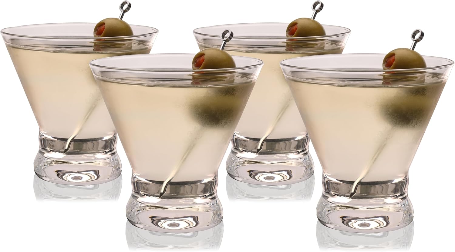 True Stemless Martini Glasses, Set of 4, 8 oz Modern Cocktail Glasses for Martinis, Manhattans, Cosmopolitans, Cocktail Glass Set, Dishwasher Safe, 8 oz, Set of 4