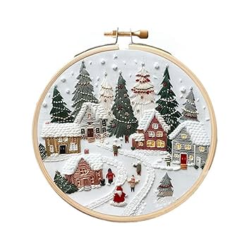 りくのこういち パステル画「雪ふらしの家(ZE348) Amazon | eexuujkl 雪景色刺繍アクセサリー詳細な説明書と