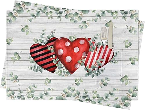 Miniatura 7 de Abstract Green Table Placemats for Dining Table Set of 4,Cotton Linen Cloth Kitchen Place Mats with Pocket,SquareRectangleRoundOblong Table