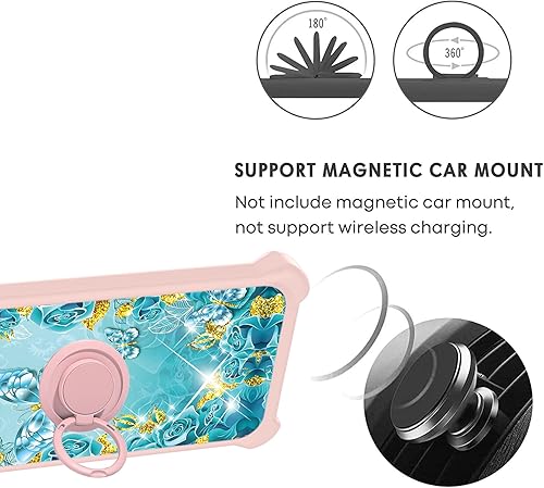 Miniatura 4 de Kalley JSF-YHD - Funda compatible con Kalley Black 3 con protector de pantalla de vidrio templado, soporte de anillo, purpurina dorada y luminosa