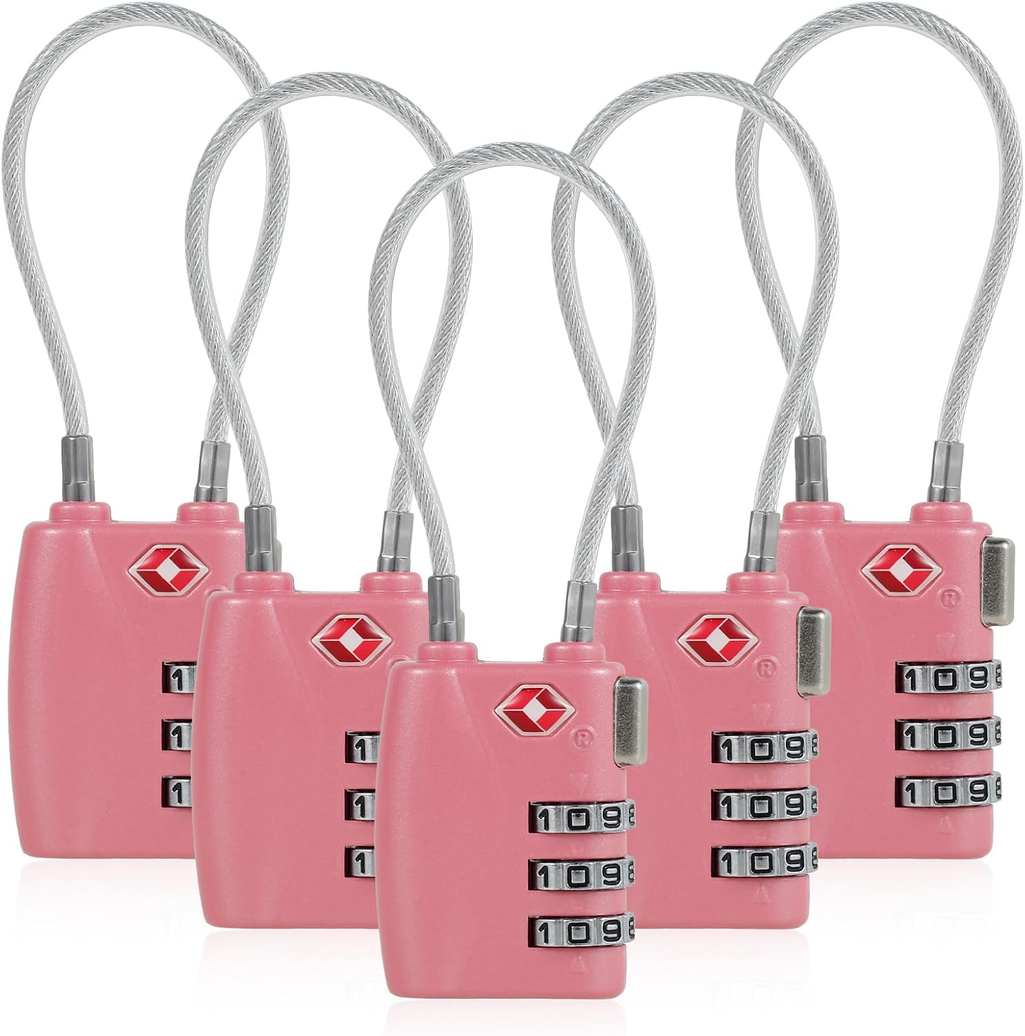 Lucchetto per bagagli TSA Set di 5 lucchetti a combinazione con codice numerico a 3 cifre in lega di zinco per serrature per bagagli da valigia