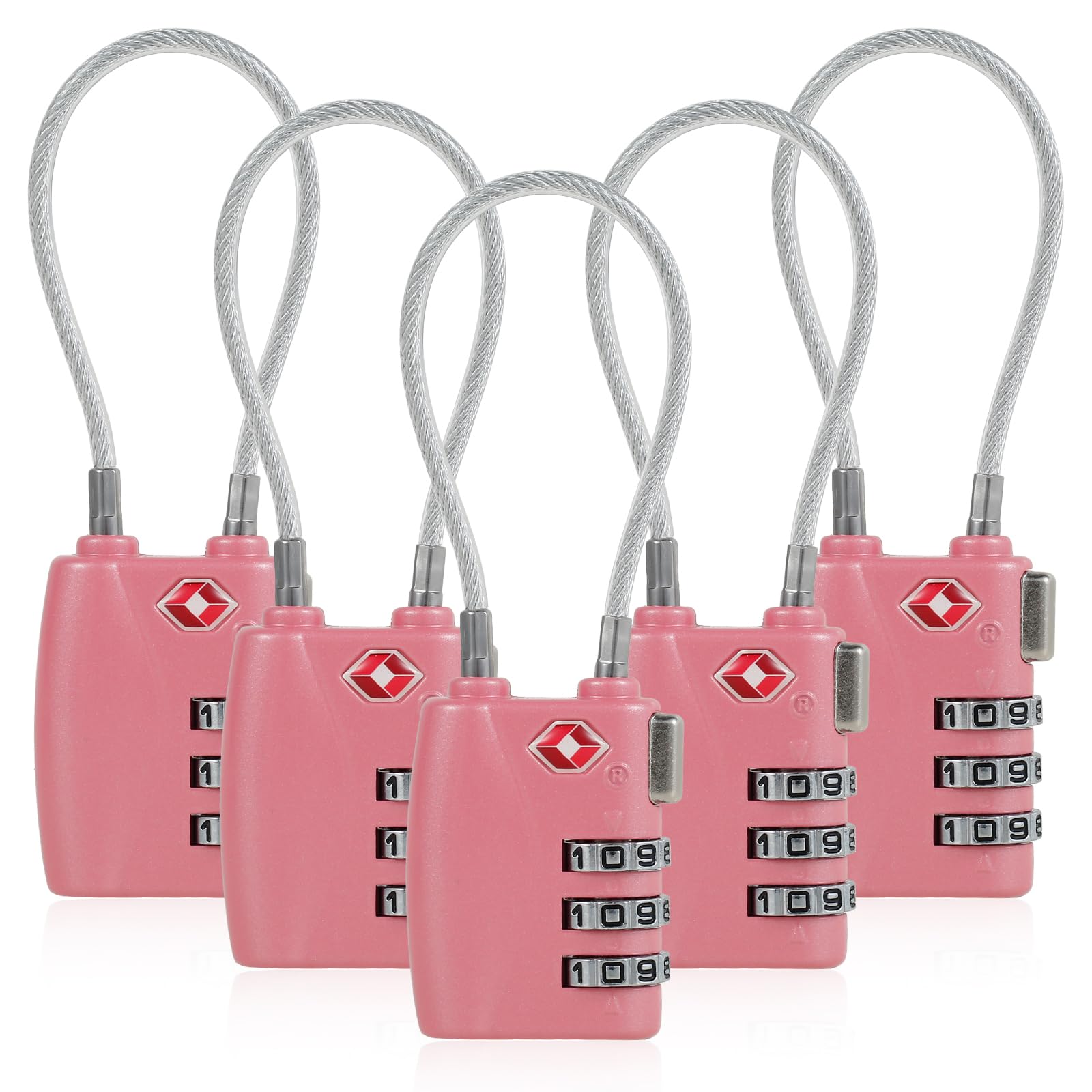 5 Pack TSA Locks for Luggage TSA Approved Luggage Locks 3 Digit Combination TSA Travel Locks Portable Cable Padlocks Zinc Alloy Body Suitcase Locks