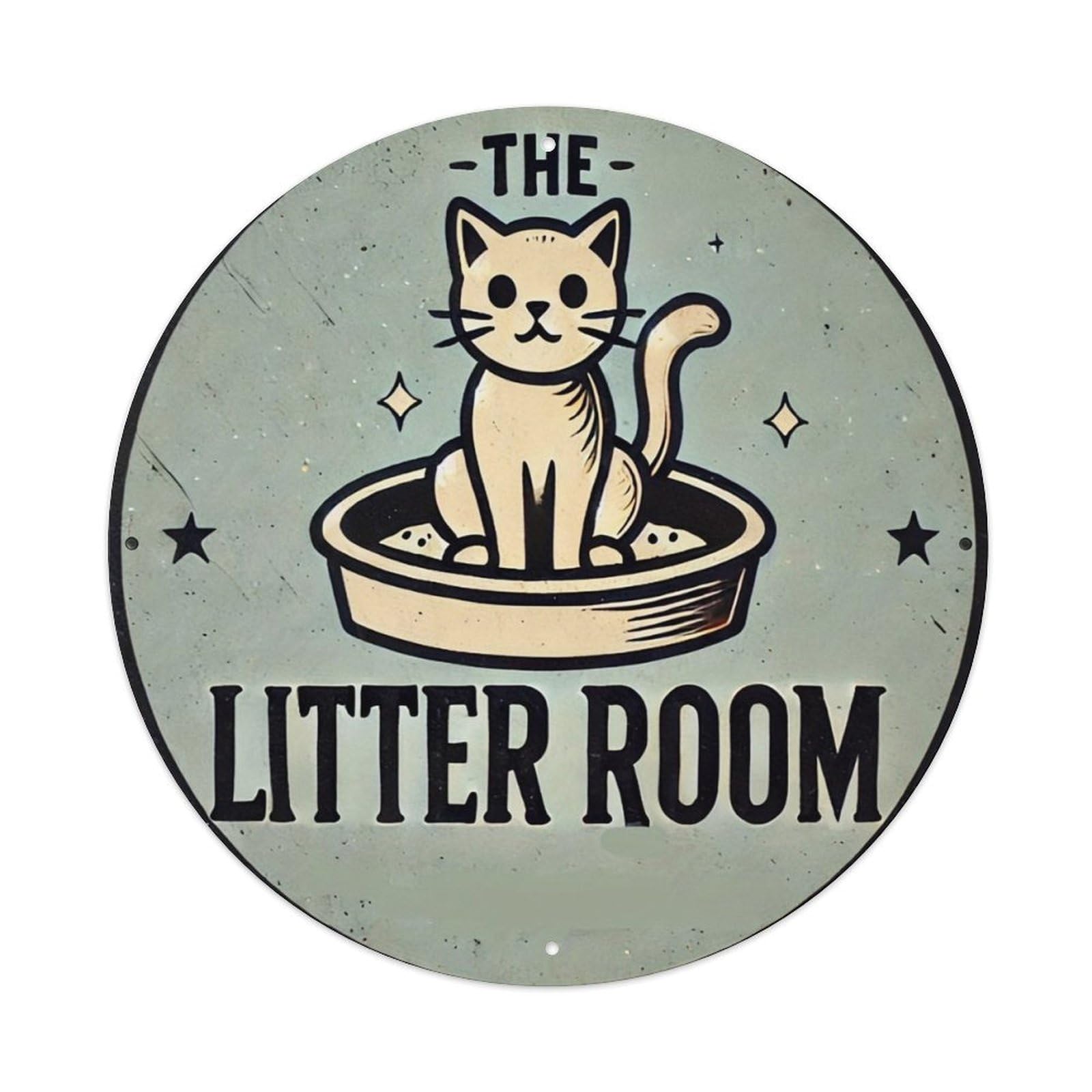 The Litter Room Cat Sign Tin Sign Metal Poster Vintage Metal Signs for Home Man Cave Bar Cafe Kitchen laundry room Wall Decorations 8x8 inches