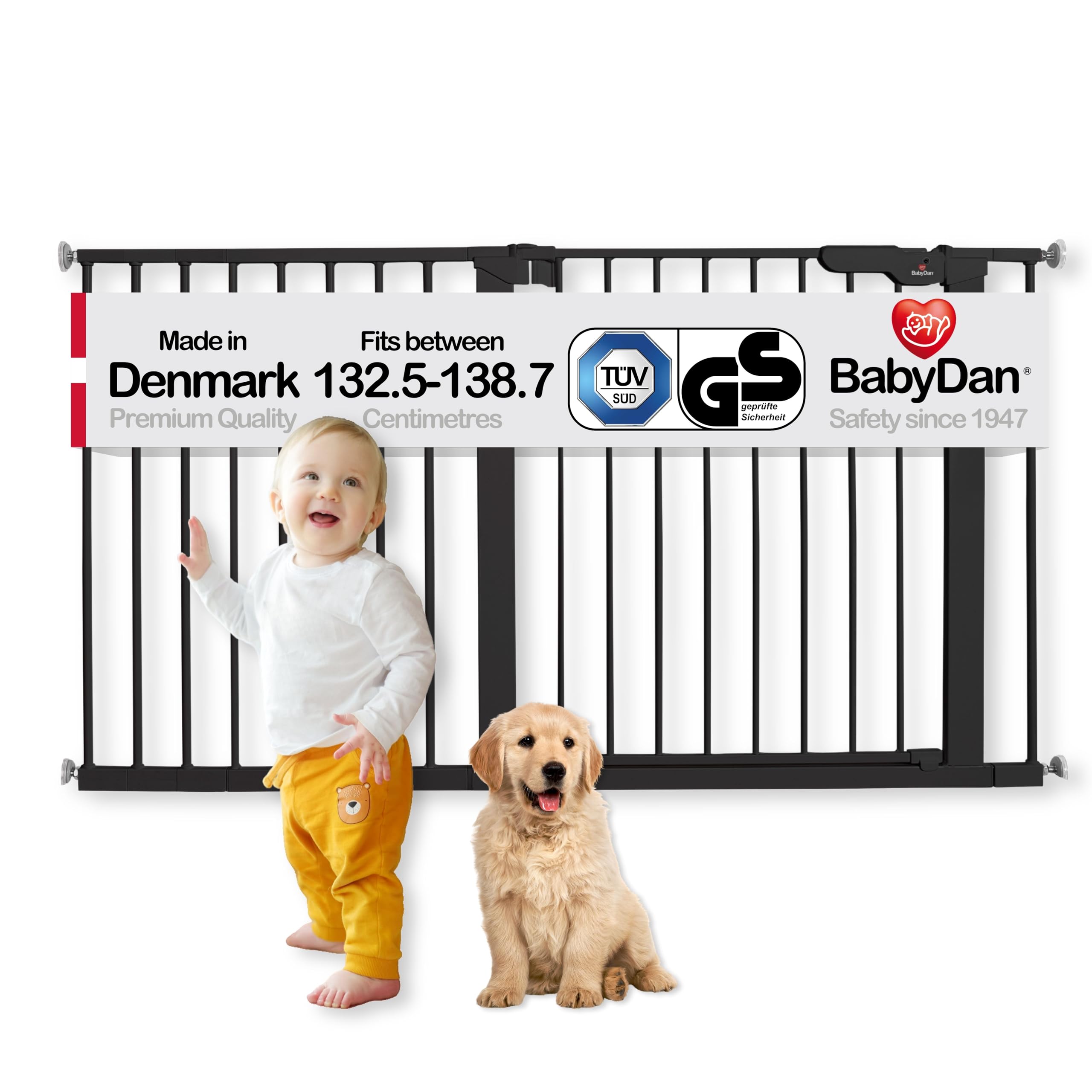 BabyDan Premier, Pressure Fit Stair Gate, 73.5-93.3 cm, Baby Gate/Safety Gate, Metal, White, Made in Denmark - (Pet Gate/Dog gate) — view 11