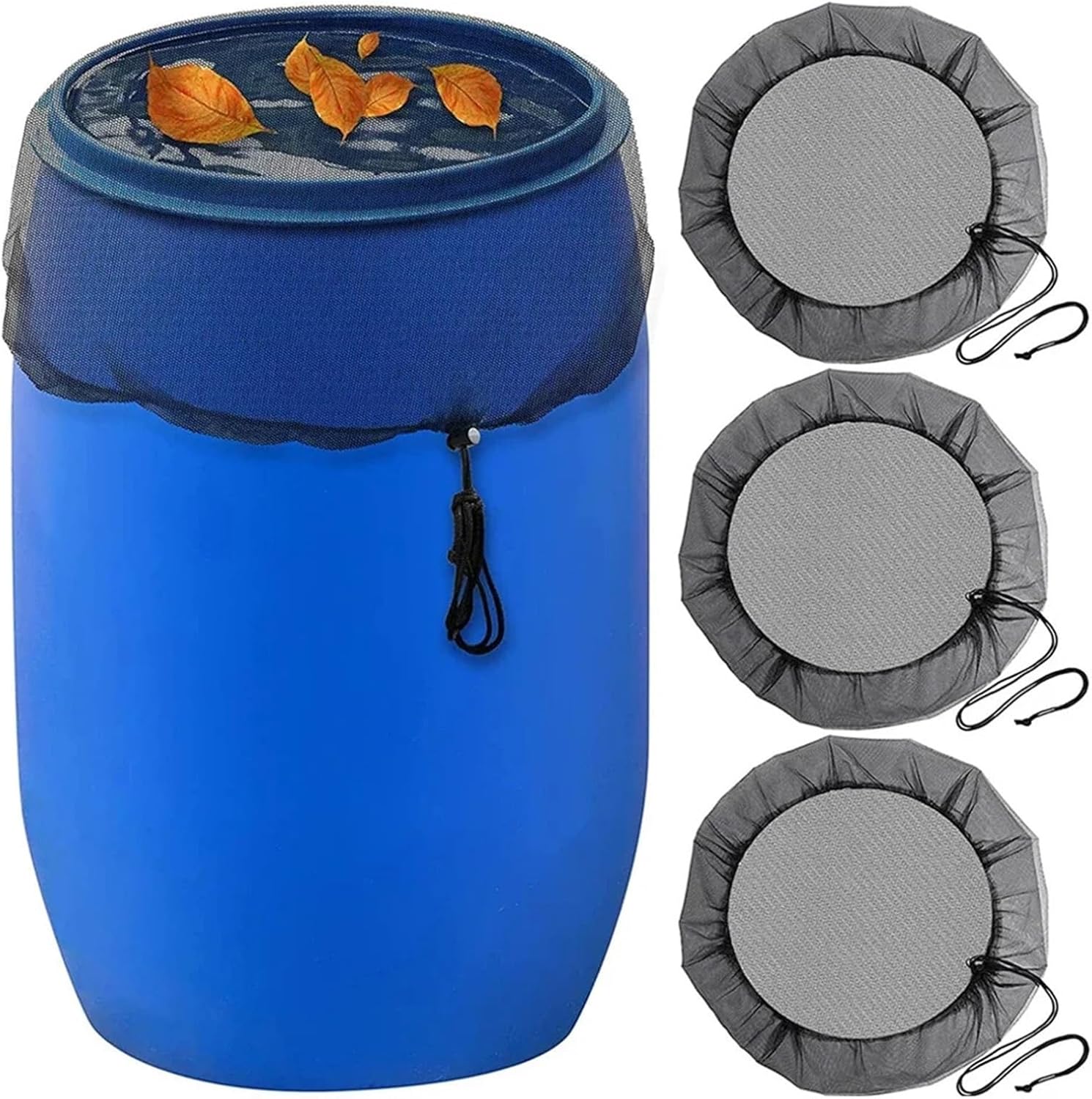 Mesh Cover for Rain Barrels Outdoor Garden Mesh Cover 60-120cm Rain Barrel PE Water Collection Bucket Filter Net Anti-Mosquito Protection Netting(60cm)