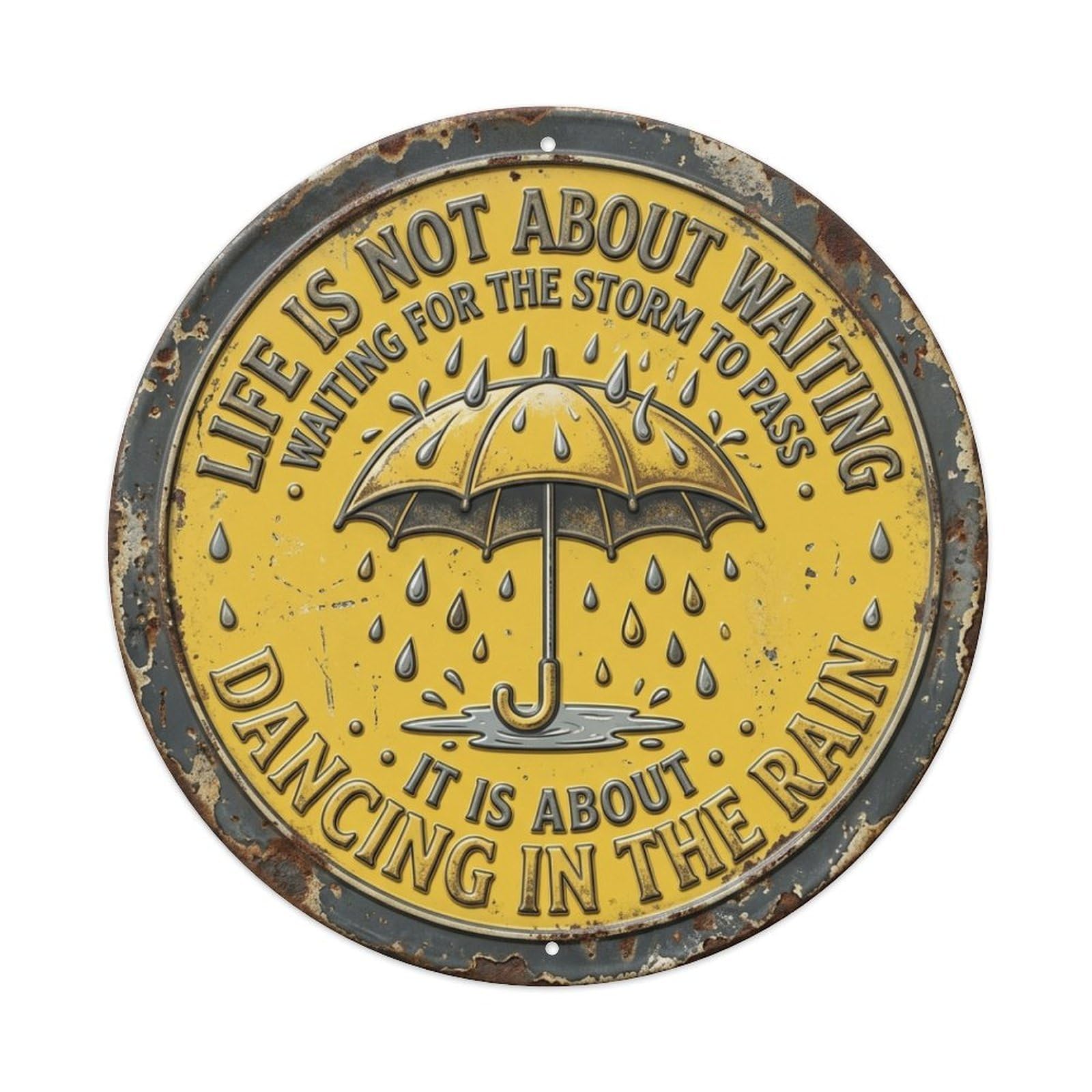 Umbrella Rainy Livingroom Vintage Metal Tin Sign Plaque Wall Decor for Cafe, Club Bar, Office, Garden Metal Poster 8x8Inch