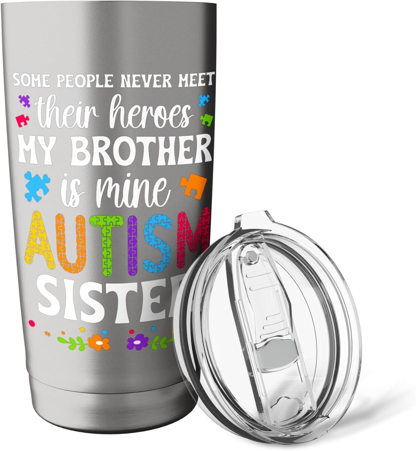 Proud Autism Sister Autism Warrior Sister Autism Awareness Stainless Steel Insulated Tumbler - Image 5