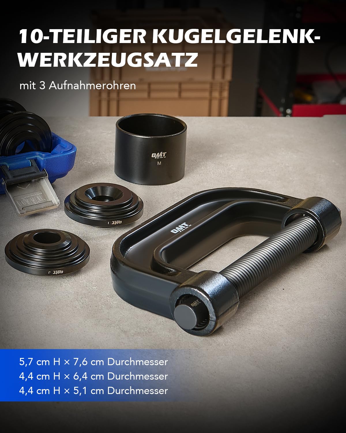 Orion Motor Tech 10 TLG 4 in 1 Traggelenk Kugelgelenk Abzieher Ausdrücker 4 x 4 Radnaben Kreuzgelenke Traggelenk Werkzeug Universal Kugelgelenk Auspresswerkzeug Set
