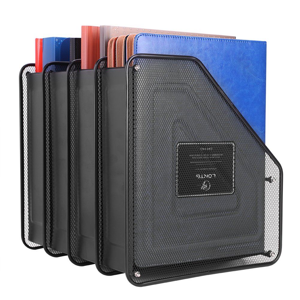 Schreibtisch Organizer Metall Dokumentenhalter 4 Fächer Stehsammler Tisch Ordnungssystem Dokumente Organisator Zeitschrifften Sammler Dokumentenablage Abnehmbar Tischorganizer für Büro Schule