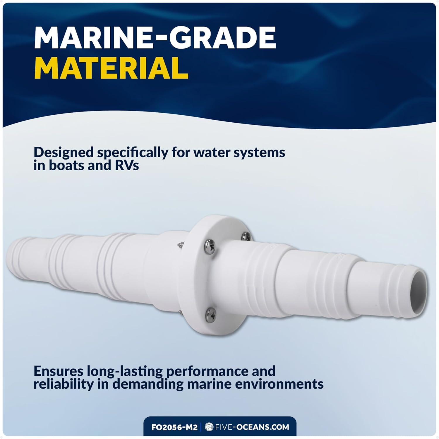Five Oceans 1-Inch - 1 1/4-Inch - 1 1/2-Inch Check Valve Stepped Connection, Boat Bilge Pump Non-Return Check Valve, Marine in-Line One Way