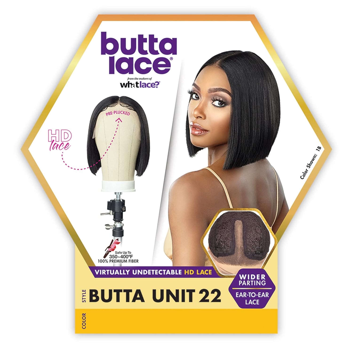 Sensationnel Butta Lace Wigs - Unit 22 Extra Wide 5 Inch Deep Parting Synthetic Preplucked Hairline Glueless Lacefront (1 JETBLACK)
