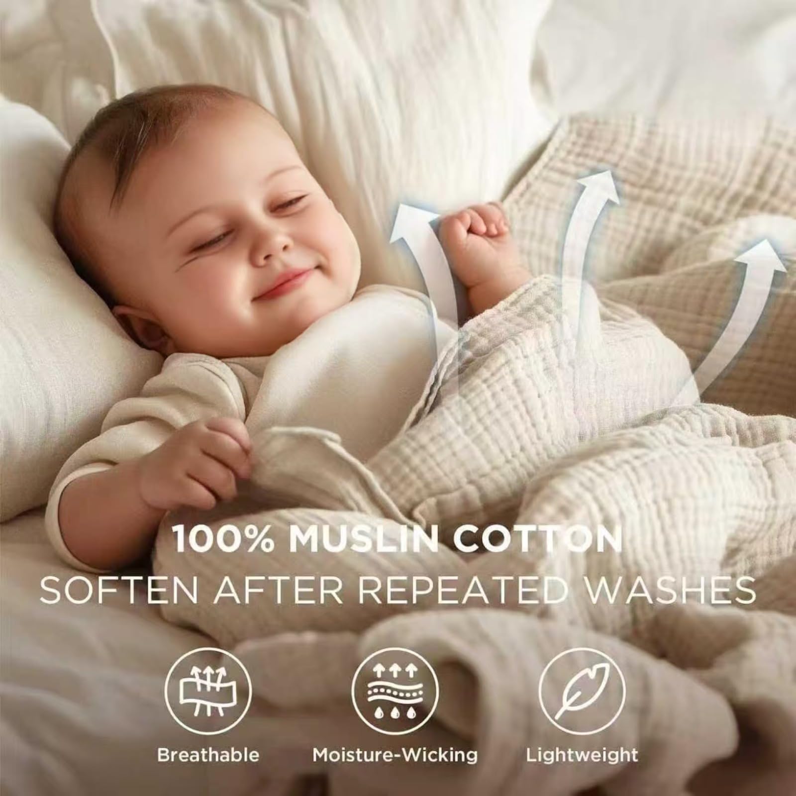 Musselin Decke, Sommer Musselin Decke, 100% Natürliche Musselindecke Leichte Sanfte, Muslin Blanket Erwachsene as Cuddly Blanket, Bed, Couch Throw