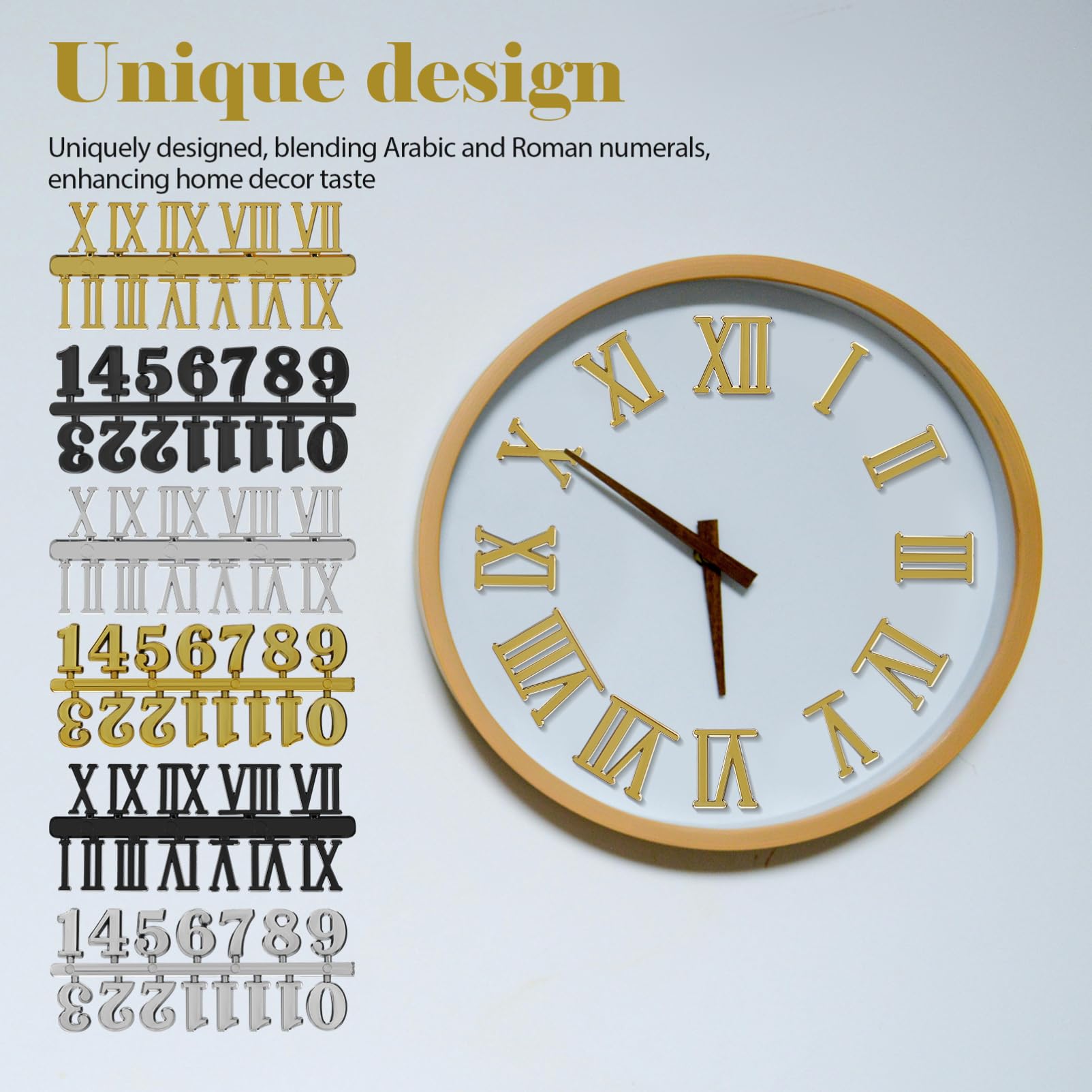 SHINEOFI 18pezzi Numeri per Orologio da Kit di Parti di Orologio Numeri Arabi e Romani per Sostituzione Riparazione Digitale Fai da Te