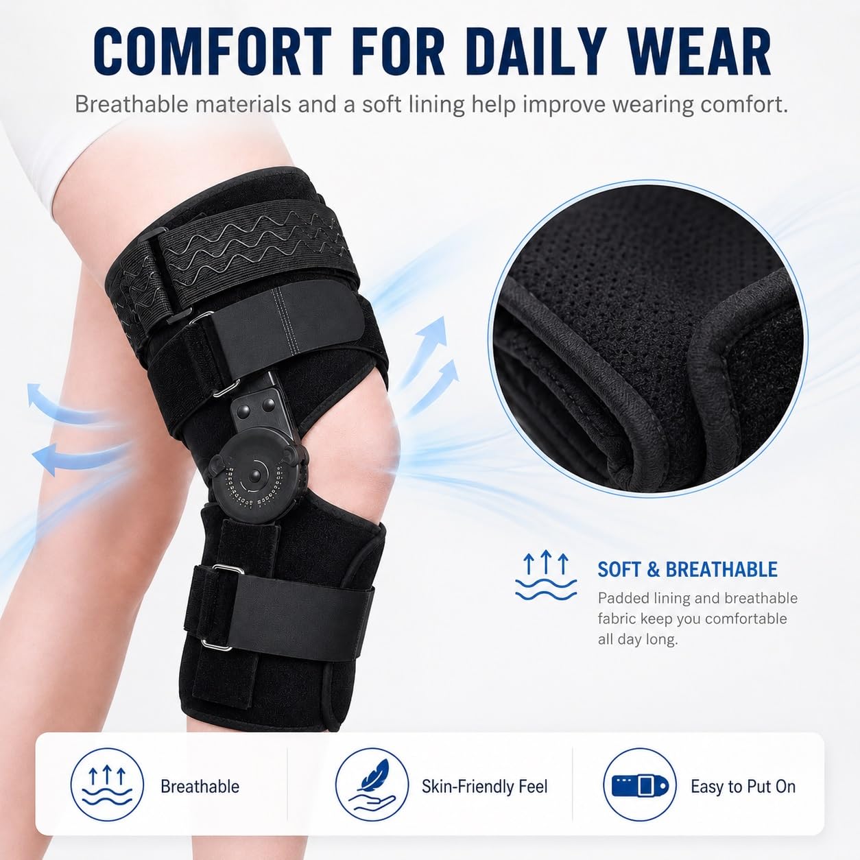 Tutore Ginocchio Regolabile Ortesi per Articolazione con Angolo 0-120 Gradi Supporto Ortopedico per Legamenti Menisco Lesioni Sportive Post Operatorio Uomo Donna(M)