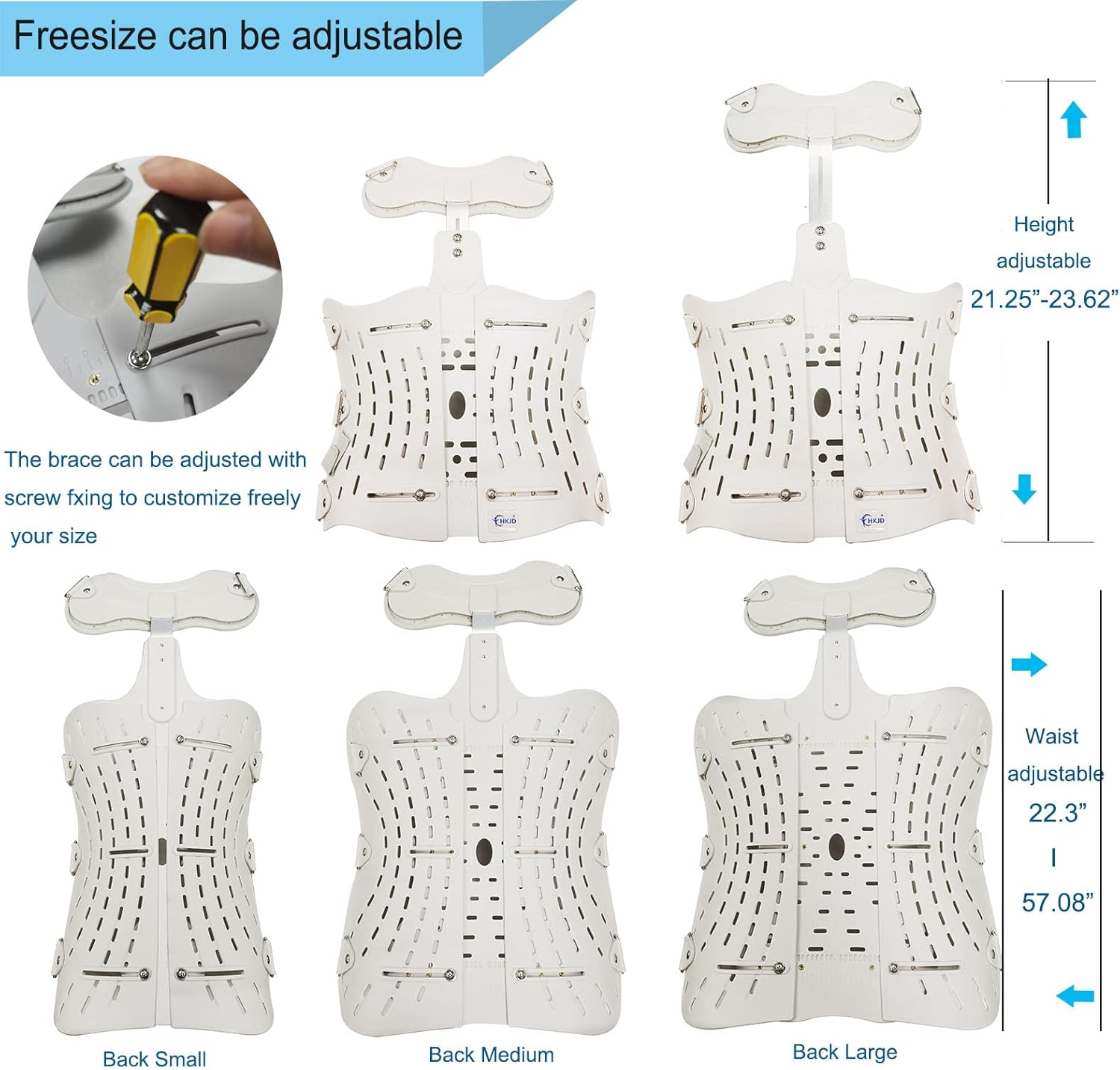 TLSO Inflatable Thoracolumbar Fixed Back Spinal Brace, Pain Relief and Straightener for Fractures Lightweight & Adjustable Back Brace for Kyphosis,Osteoporosis,Mild Scoliosis & Post Surgery Support,