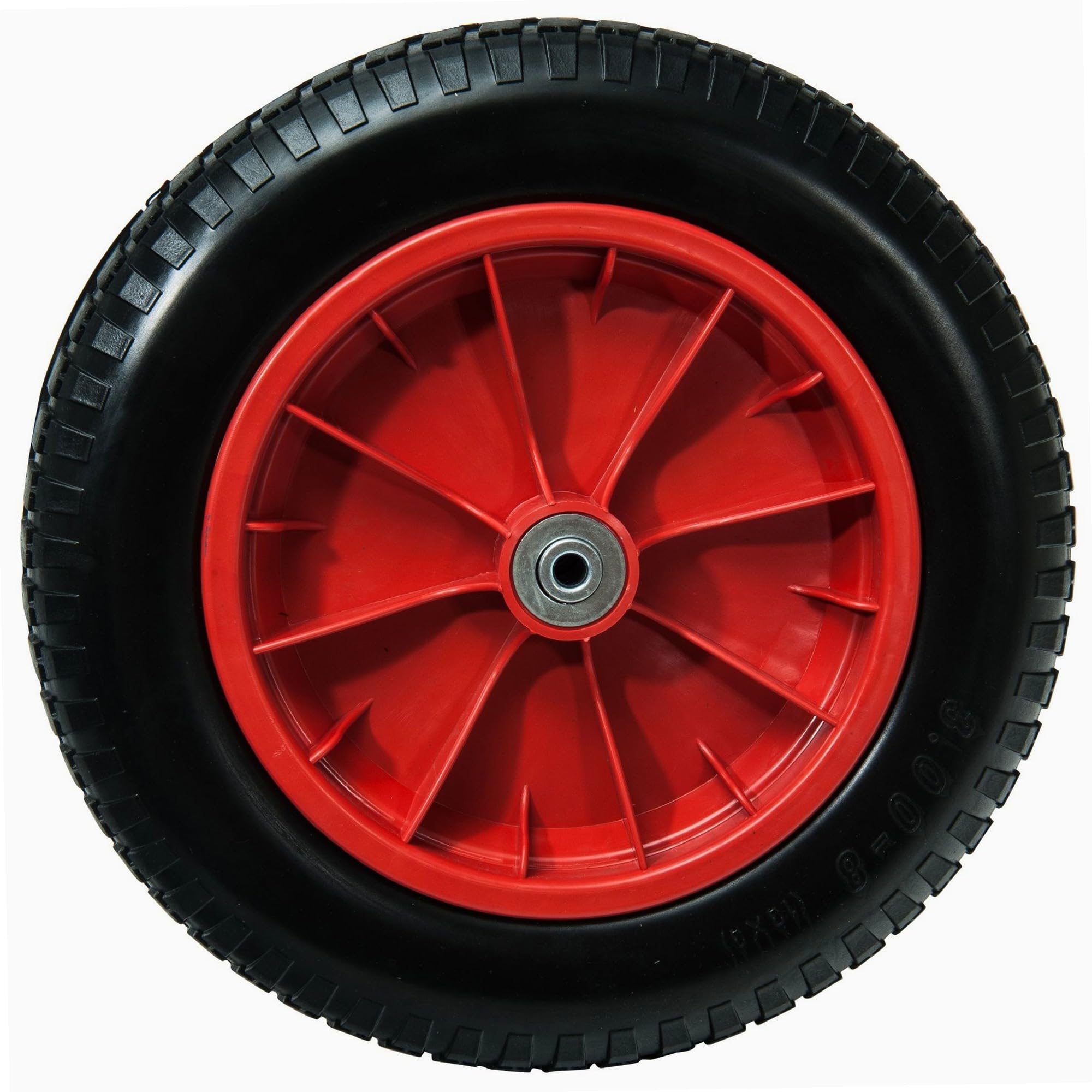 WERKA PRO Roue Increvable 13'' 330 x 85 mm - Alésage 10 mm - Jante Rouge - Roulements à Billes - Pour Diables, Chariots et Remorques de Jardin - Bande de Roulement Parallèle - 1,37 kg