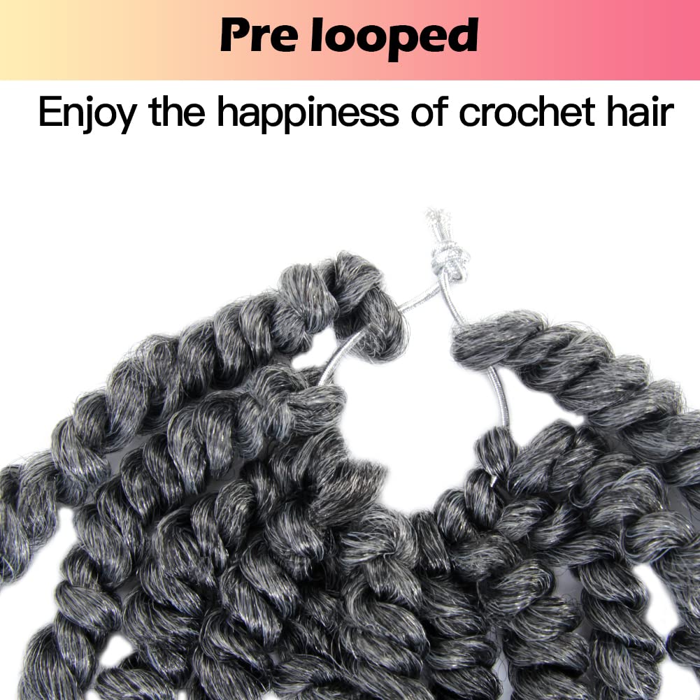 Niseyo 6 Inch Passion Twist Hair Pre-twisted 8 Packs Pre-looped Crochet Passion Twist Crochet Hair Short Braids (TGrey)