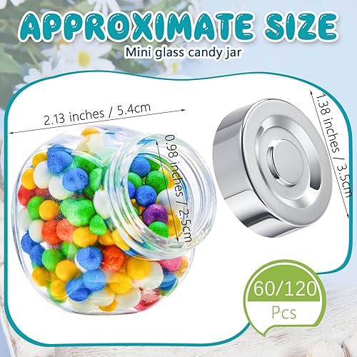 Miniatura 2 de Umigy 120 mini tarros de vidrio con tapas de 1.7 onzas, pequeños frascos de vidrio con tapas para regalos, regalos de boda, especias, miel, azúcar,