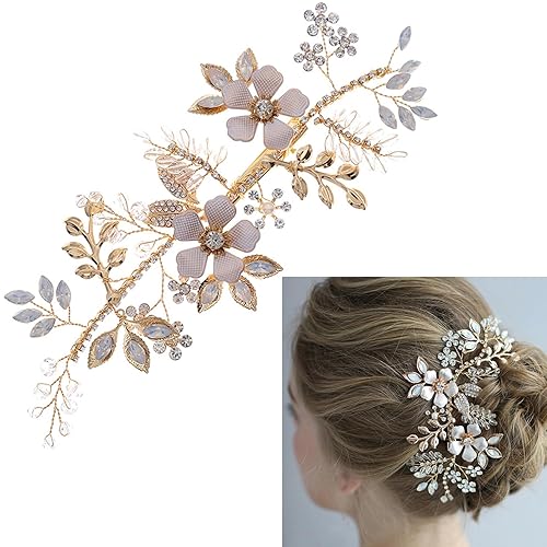 Pinzas para el pelo de boda para novia, horquillas de cristal para dama de honor, pinzas para el cabello con perlas y diamantes de imitación, piezas disponible en Yaxa Venezuela