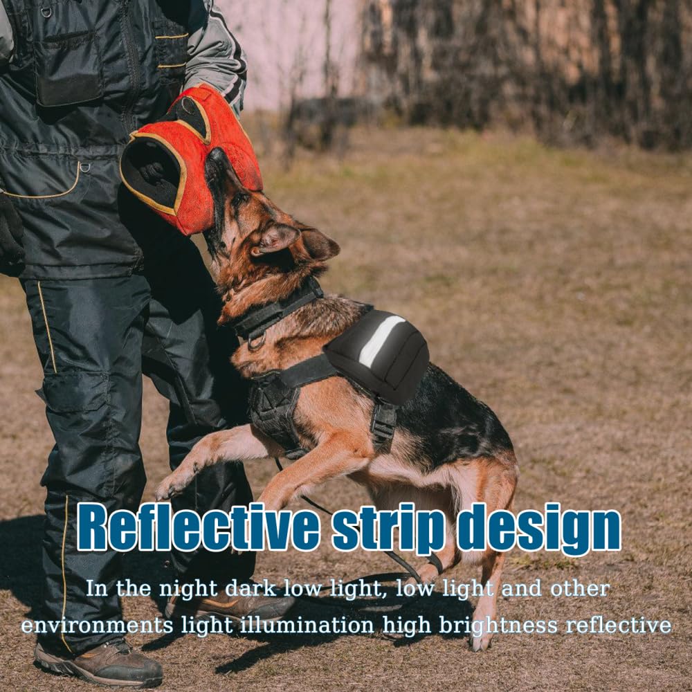DONGKER Borsa da Sella per Cani Tattica, Zaino per Imbracatura Cane Molle in Nylon 1000D con Striscia Riflettente, Borse per Gilet Animali per Trasporto Dolcetti, Giocattoli e Altri Oggetti