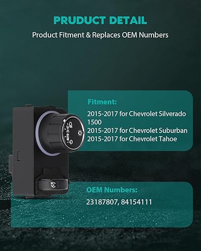 Miniatura 2 de SCITOO Interruptor de atenuación de faros delanteros 23187807 84154111 para Chevrolet Silverado 15002015-2017 para Chevrolet Suburban2015-2017 para