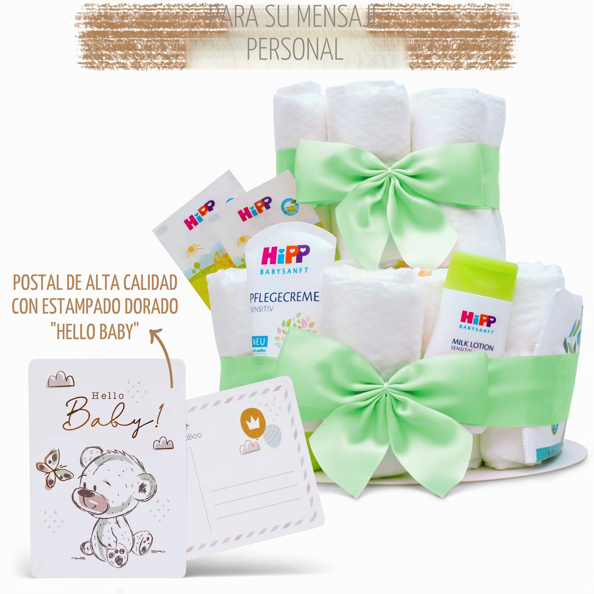 MilaBoo® Tarta de pañales de 2 niveles para niño con productos premium de HIPP I Regalo personal para bebés para bautizos y baby showers (azul)
