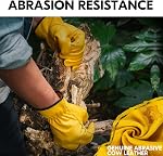 Vgo 3Pairs Sécurité non doublée Gants de travail en cuir de grain de vache Hommes,Gants plus grands,Ganteaux de builder,Palm Patched(L,Gold,CA9590)