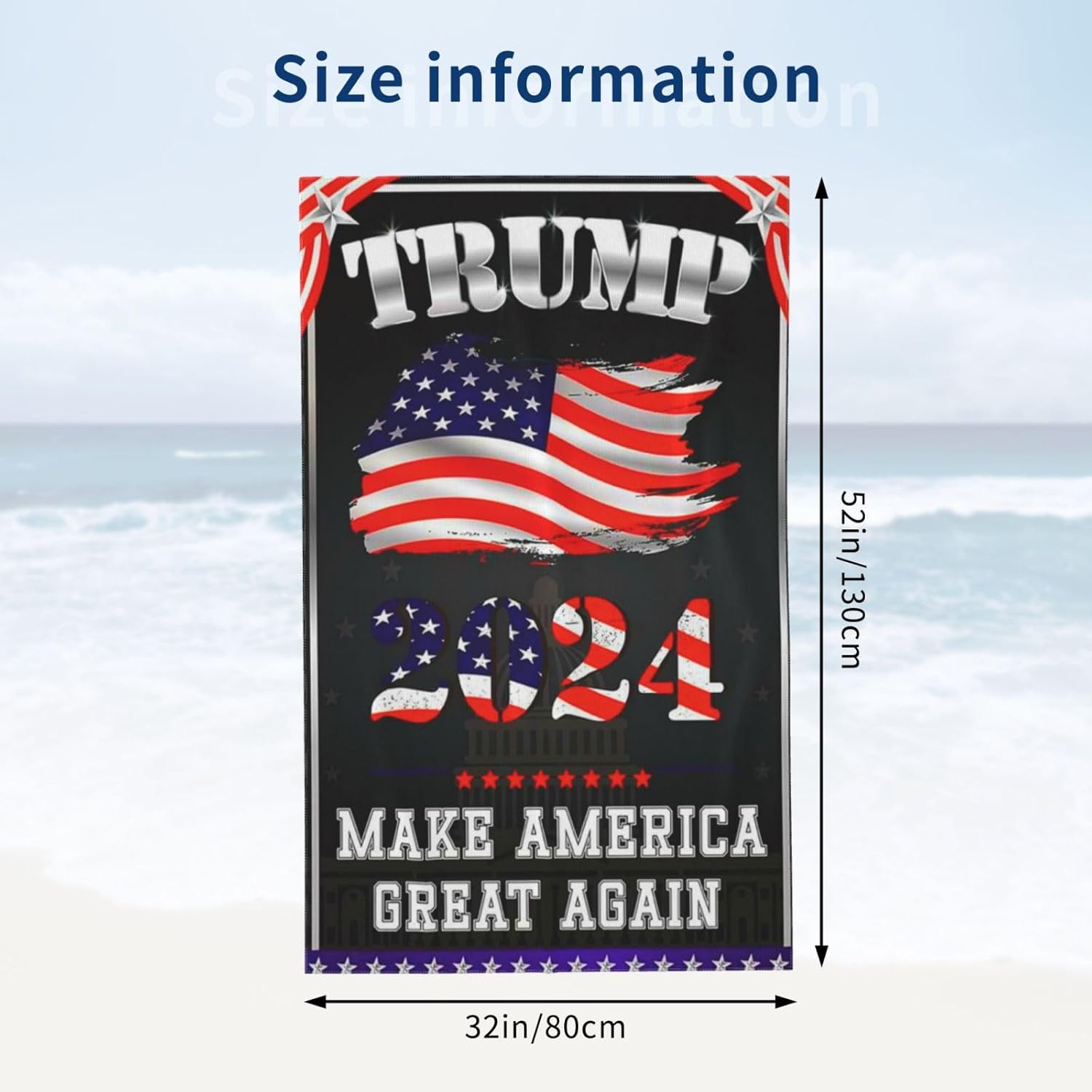 Trump 2024 Beach Towels Oversized ​32x52 Inch Microfiber Soft Lightweight Absorbent Quick Dry Bathroom Towel for Outdoor Parade Swimming Yoga Women Men (Trump 9)