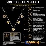 Rodium – Złoty łańcuszek damski z prawdziwego złota próby 585, długość 42/45 cm, złoty łańcuszek z zawieszką, naszyjnik