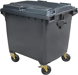 BritishBins Grey 1100 ltr 4 Wheel Wheelie Bin - Large Size 4-Wheel Wheelie Bin - Tough & Durable - For All Your Outdoor Rubbish & Recycling - EN840 Certified & Tested