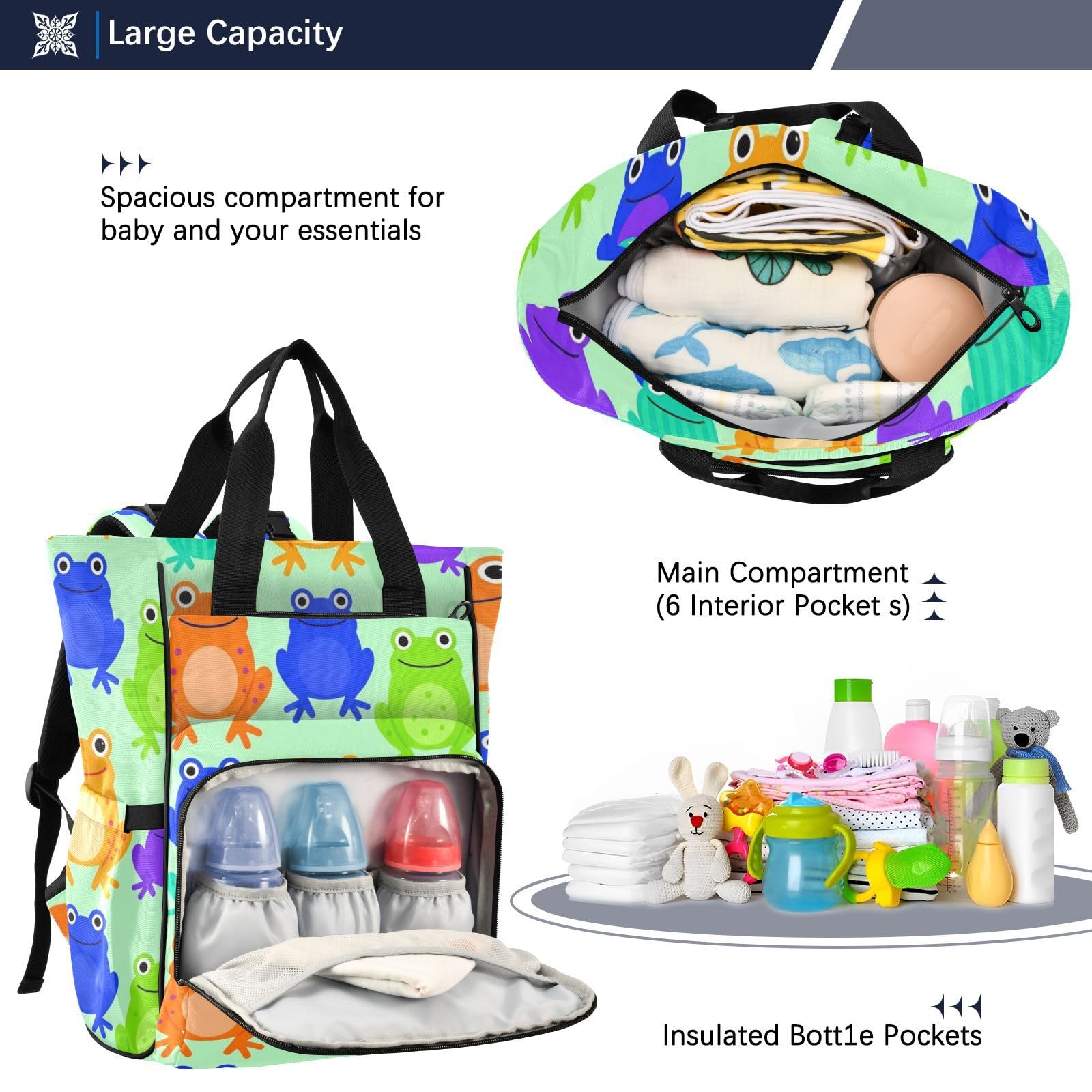 Bolsas de bebé para mamá, diseño de rana colorida